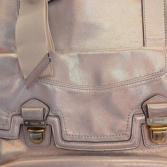 Coach Poppy 17924 Pushlock Leather North South Tote - Picture 6 of 12